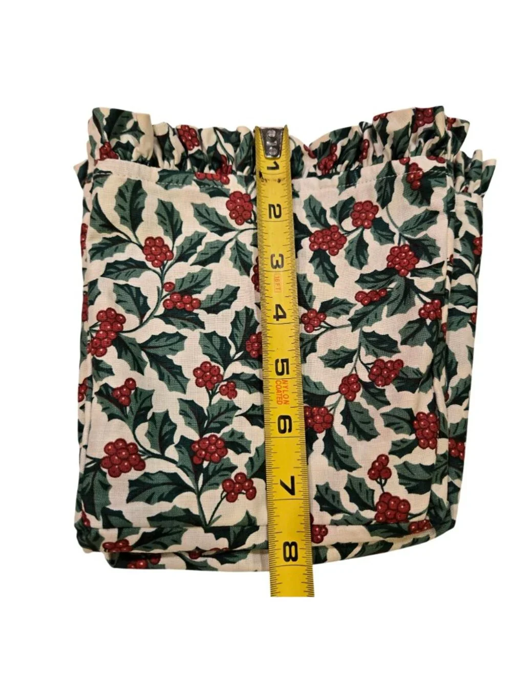 Longaberger Traditional Holly Christmas 100% Cotton Square Fabric Basket Liner